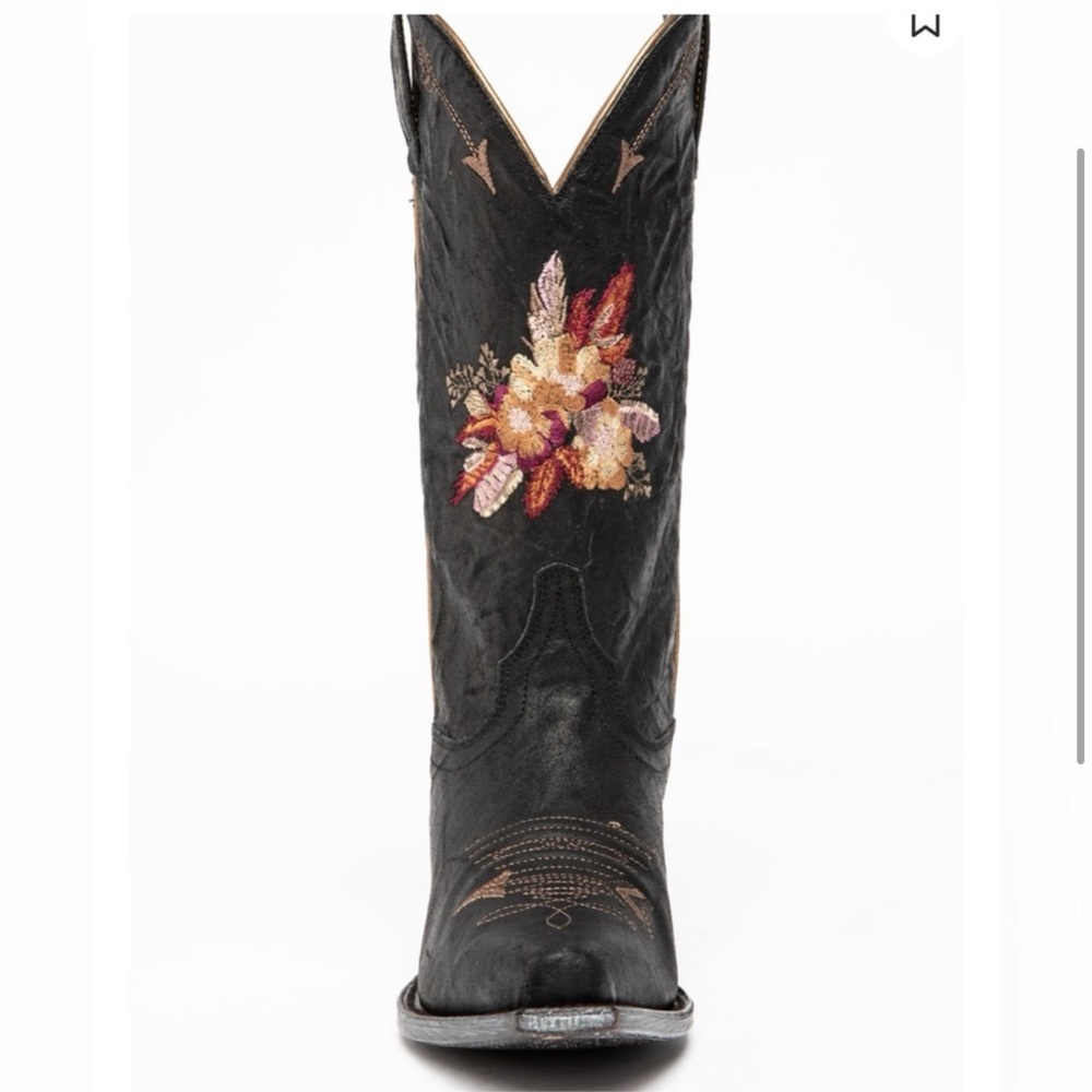 Shyanne Black Heeled Boots with Floral Embroidery - Picture 2 of 11
